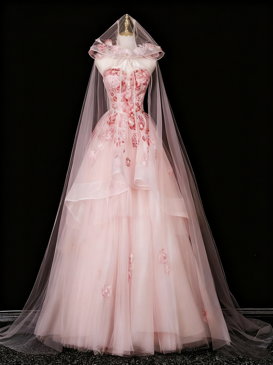 Robe de bal brillante en tulle à fleurs et décolleté en cœur, tenue de soirée d'anniversaire, robe de bal D3313
