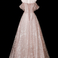 Sweet Prom Dress A Line Off Shoulder Floral Evening Gown Birthday Party Dress    D3317