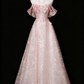 Sweet Prom Dress A Line Off Shoulder Floral Evening Gown Birthday Party Dress    D3317