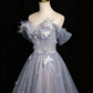 Shiny Prom Dress Off Shoulder Tulle Pleated Evening Gown Birthday Party Dress    D3318