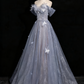 Shiny Prom Dress Off Shoulder Tulle Pleated Evening Gown Birthday Party Dress    D3318