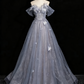 Shiny Prom Dress Off Shoulder Tulle Pleated Evening Gown Birthday Party Dress    D3318