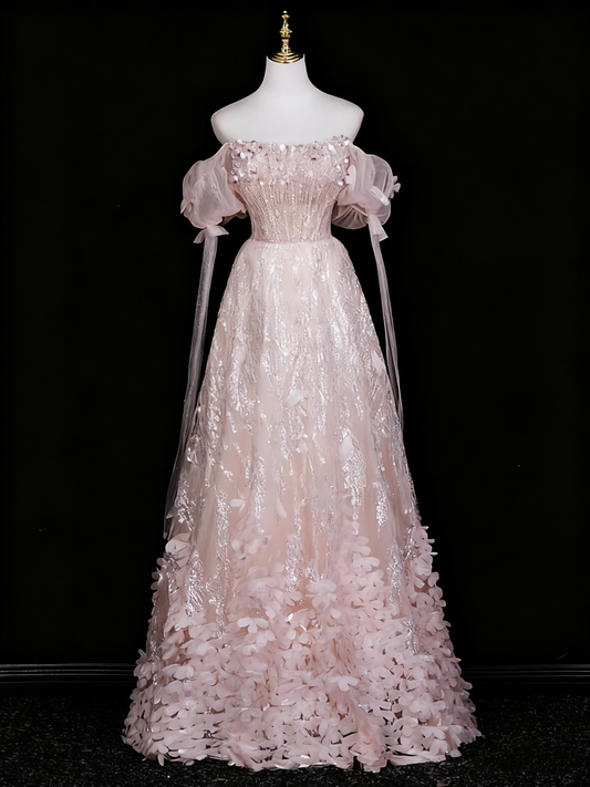 Robe de bal de beauté à épaules dénudées, robe de soirée florale, tenue de fête d'anniversaire D3319