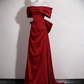 Elegant Prom Dress A Line Wine Red Off Shoulder Birthday Party Outfits Evening Gown   D3321
