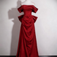 Elegant Prom Dress A Line Wine Red Off Shoulder Birthday Party Outfits Evening Gown   D3321