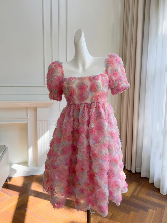 Robe de soirée courte et mignonne, coupe trapèze, col carré, tenue de cocktail, de fête d'anniversaire, D3324