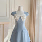 Robe de bal minimaliste, coupe trapèze, col ras du cou, courte, tenue de fête d'anniversaire, D3326