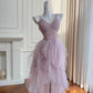 Robe de soirée élégante, col en V, plissée, courte, tenue de bal, de fête d'anniversaire, de cocktail, D3335