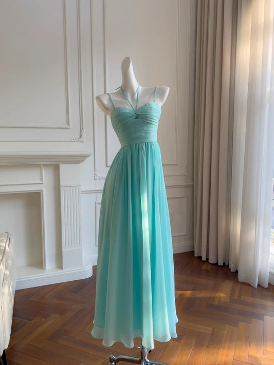 Robe de bal élégante à bretelles spaghetti et plissée, tenue de cocktail pour anniversaire, D3338
