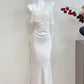Robe de bal minimaliste à col asymétrique et plissée style sirène, tenue de cocktail pour fête d'anniversaire, D3347