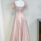 Robe de bal élégante, coupe trapèze, col carré, plissée, tenue de soirée, tenue de fête d'anniversaire, D3348