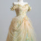 Stunning Prom Dress A Line Off Shoulder Tulle Pleated Print Evening Dress Quinceanera Dress   D3361