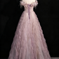 Robe de bal de beauté à épaules dénudées en tulle, robe de soirée, robe de fête d'anniversaire, D3367