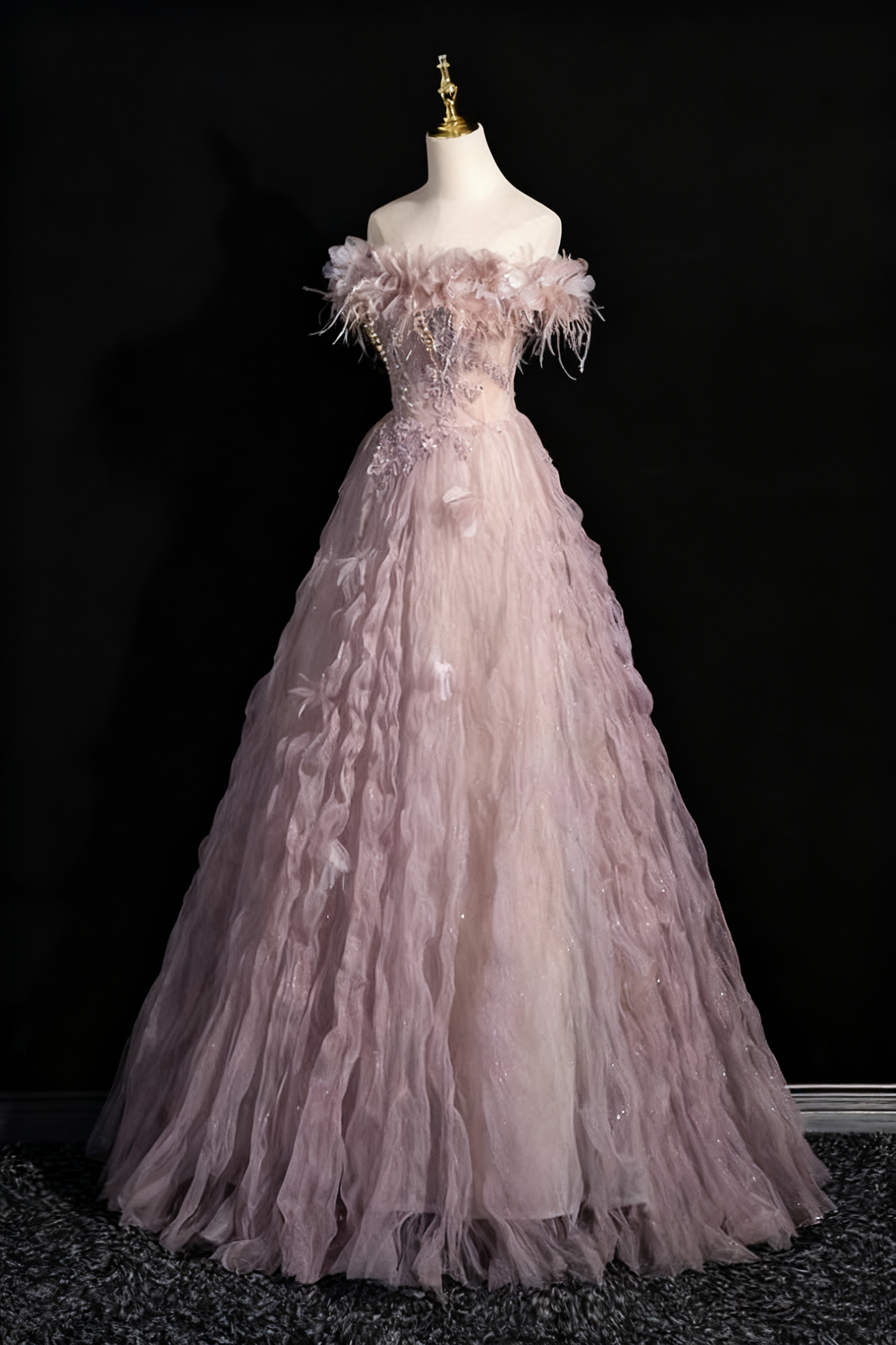 Robe de bal de beauté à épaules dénudées en tulle, robe de soirée, robe de fête d'anniversaire, D3367