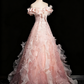 Superbe robe de bal à épaules dénudées et volants en tulle, robe de soirée, robe de fête d'anniversaire D3368