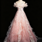 Superbe robe de bal à épaules dénudées et volants en tulle, robe de soirée, robe de fête d'anniversaire D3368