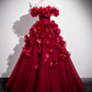 Superbe robe de bal à épaules dénudées et tulle plissé, robe de soirée Quinceanera D3370