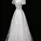 Robe de bal brillante, coupe trapèze, col en V, en tulle, robe de soirée, robe de Quinceanera, D3371