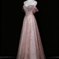 Robe de bal brillante, coupe trapèze, épaules dénudées, robe de soirée en cristal, robe de Quinceanera, D3372