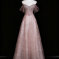 Robe de bal brillante, coupe trapèze, épaules dénudées, robe de soirée en cristal, robe de Quinceanera, D3372