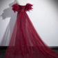 Robe de bal rouge vin brillante, coupe trapèze, décolleté en cœur, plissée, style sirène, robe de soirée, robe de fête d'anniversaire, D3373