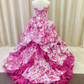 Jolie robe de bal bustier à volants, imprimée, robe de soirée, robe de bal, D3379