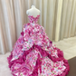Jolie robe de bal bustier à volants, imprimée, robe de soirée, robe de bal, D3379