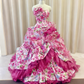 Jolie robe de bal bustier à volants, imprimée, robe de soirée, robe de bal, D3379