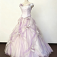 Robe de bal de beauté, col ras du cou, en tulle, robe de Quinceanera, robe de soirée, robe de bal D3380
