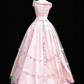 Jolie robe de bal plissée à épaules dénudées, robe de soirée, robe de bal, D3384