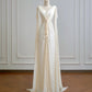 Robe de mariée élégante, coupe trapèze, col en V, plissée, D3388