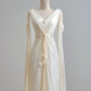 Robe de mariée élégante, coupe trapèze, col en V, plissée, D3388