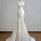 Robe de mariée élégante, décolleté en cœur, plissée, style sirène, D3389