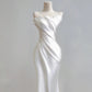 Jolie robe de mariée sirène plissée sans bretelles D3390