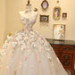 Superbe robe de bal à fleurs en cœur, robe de soirée, robe de Quinceanera D3394