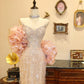 Robe de bal brillante à pompons et décolleté en cœur, robe de soirée, robe de gala, robe de fête d'anniversaire, D3397