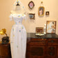Robe de mariée à fleurs et épaules dénudées, la plus récente, D3399