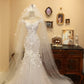 Jolie robe de mariée en tulle plissé à fleurs et col en V D3404