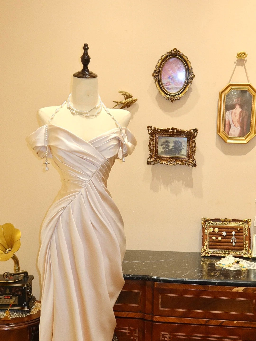 Robe de bal élégante, épaules dénudées, plissée, style sirène, robe de soirée, robe de fête d'anniversaire, D3407
