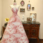 Superbe robe de bal trapèze sans bretelles, robe de soirée imprimée, robe de gala D3409