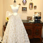 Robe de mariée élégante, coupe trapèze, sans bretelles, avec nœud papillon, D3411