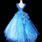 Romantic Prom Dress Crew Neck Tulle Floral Ball Gown Evening Dress Sweet 16 Dress D3417