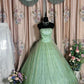 Shiny Prom Dress Strapless Tulle Ball Gown Evening Dress Quinceanera Dress  D3418