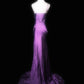 Gorgeous Prom Dress Purple Spaghetti Straps Pleated Mermaid Evening Dress Birthday Party Dress     D3419