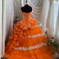 Charming Prom Dress Strapsless Pleated Tulle Ball Gown Evening Dress Quinceanera Dress     D3420