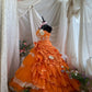 Charming Prom Dress Strapsless Pleated Tulle Ball Gown Evening Dress Quinceanera Dress     D3420