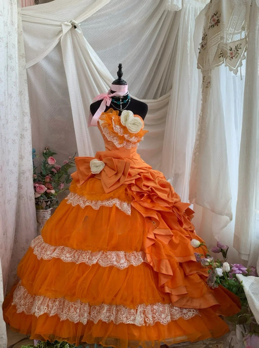Charming Prom Dress Strapsless Pleated Tulle Ball Gown Evening Dress Quinceanera Dress     D3420