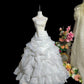 Retro Wedding Dress Strapless Pleated Ruffle Wedding Dress  D3421