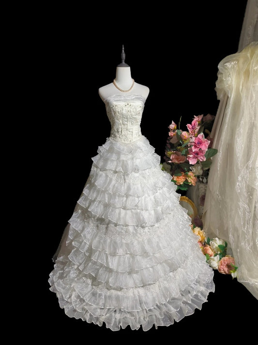 Robe de mariée beauté A-Line, décolleté en cœur, plissée, D3302