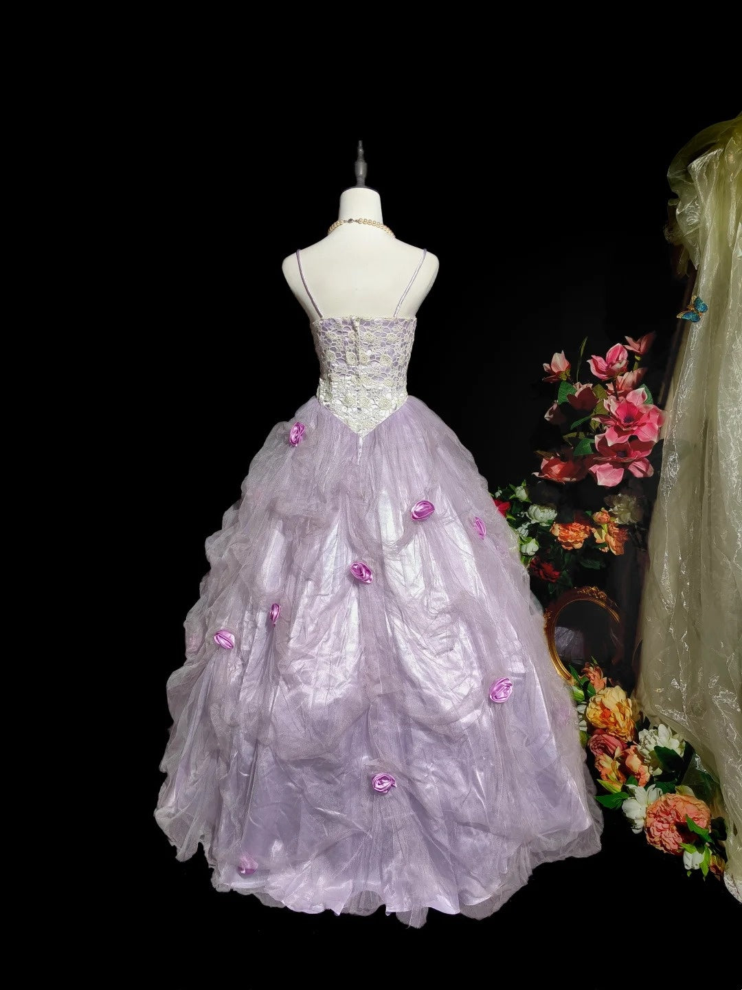 Stunning Prom Dress Spaghetti Straps Tulle Ball Gown Evening Dress Quinceanera Dress D3423